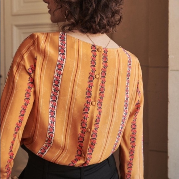 Sezane Mustard and Red Blouse - Picture 3 of 7